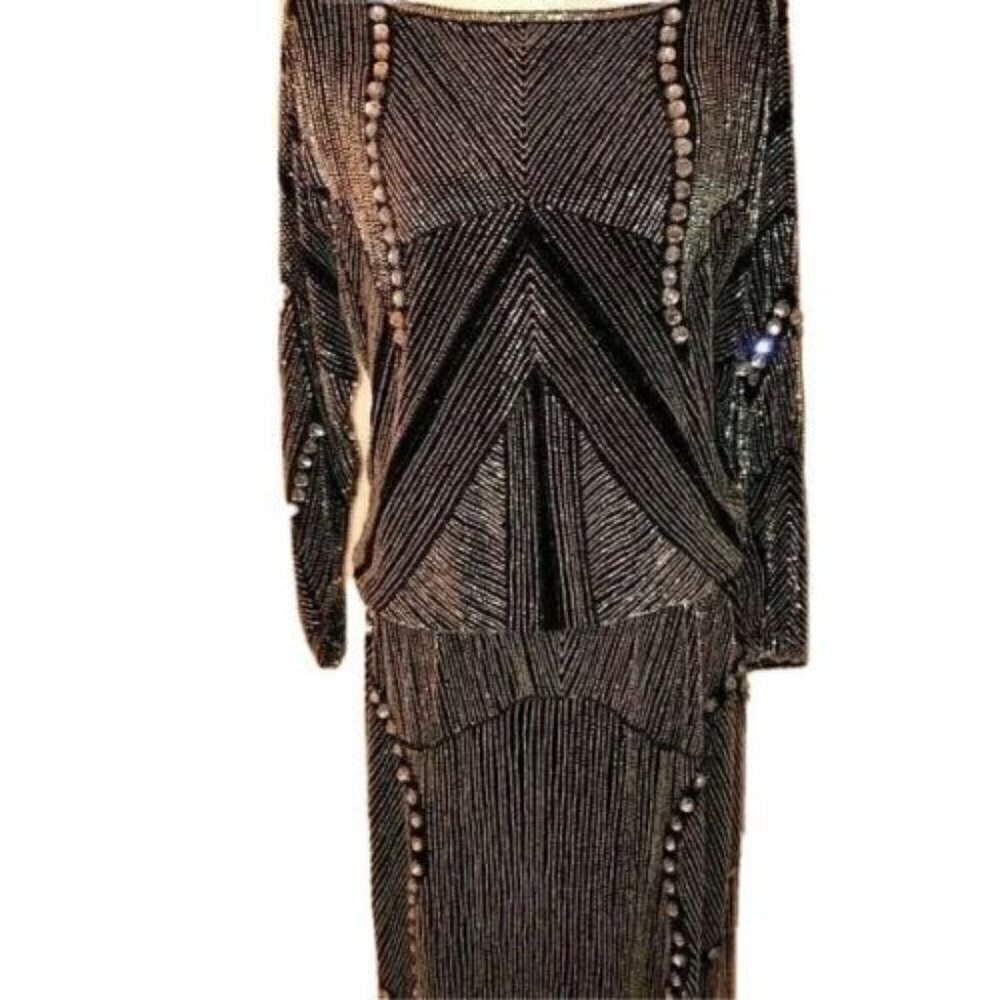 Skirt Set Womens Size Small S Vintage Beaded High Quality Elastic Waist Black - Picture 1 of 16